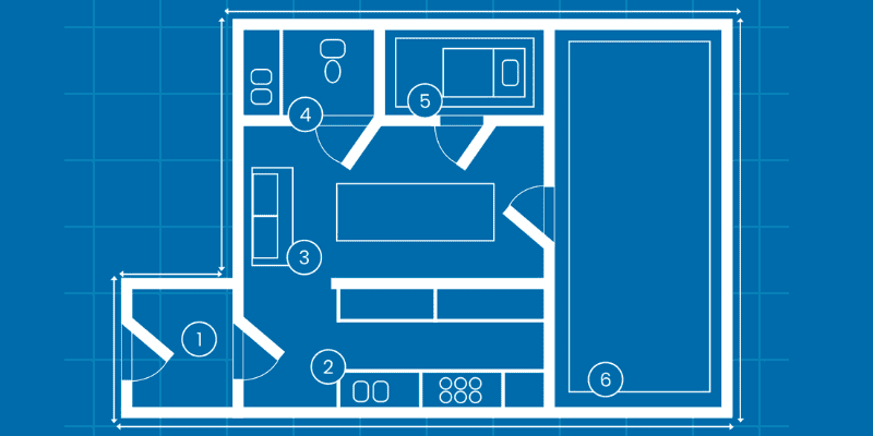 site plan for shipping container home with blue background